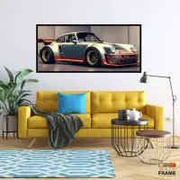 Quadro Decorativo Carro Super Porsche 130x60 Moldura preta 2x2 cm - Foto 7