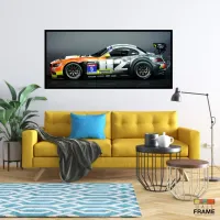 Quadro Decorativo Carro Superesportivo 130x60 com moldura preta 2x2 cm - Foto 7