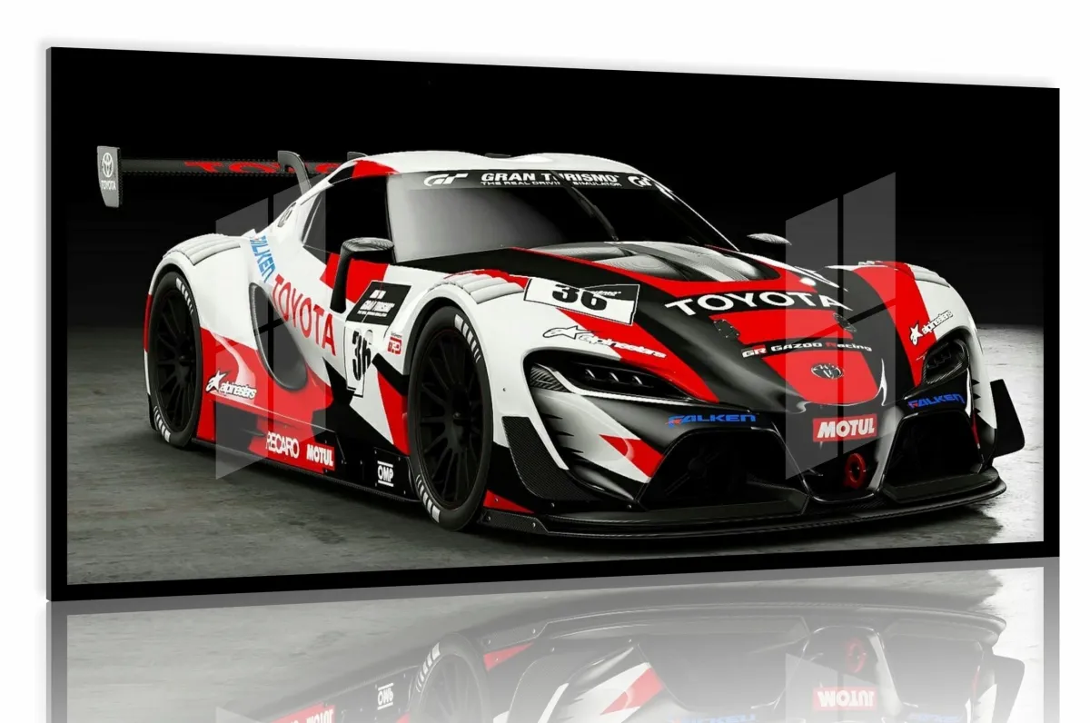 Quadro Decorativo Carro Toyota Supra Corrida 130x60 moldura preta 2x2 cm Imagem