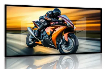 Quadro Decorativo Corrida Moto GP 130x60 Moldura preta 2x2 cm