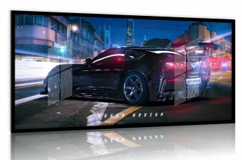 Quadro Decorativo Corvette Ação 130x60 Moldura preta 2x2 cm