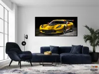 Quadro Decorativo Corvette Alta Velocidade 130x60 Moldura preta 2x2 cm - Foto 4