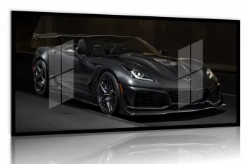 Quadro Decorativo Corvette Curvas 130x60 Moldura preta 2x2 cm