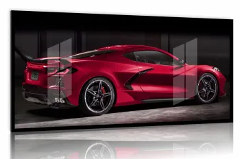 Quadro Decorativo Corvette Esportivo 130x60 Moldura preta 2x2 cm