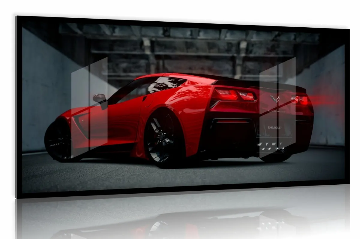 Quadro Decorativo Corvette Pista 130x60 Moldura preta 2x2 cm Imagem