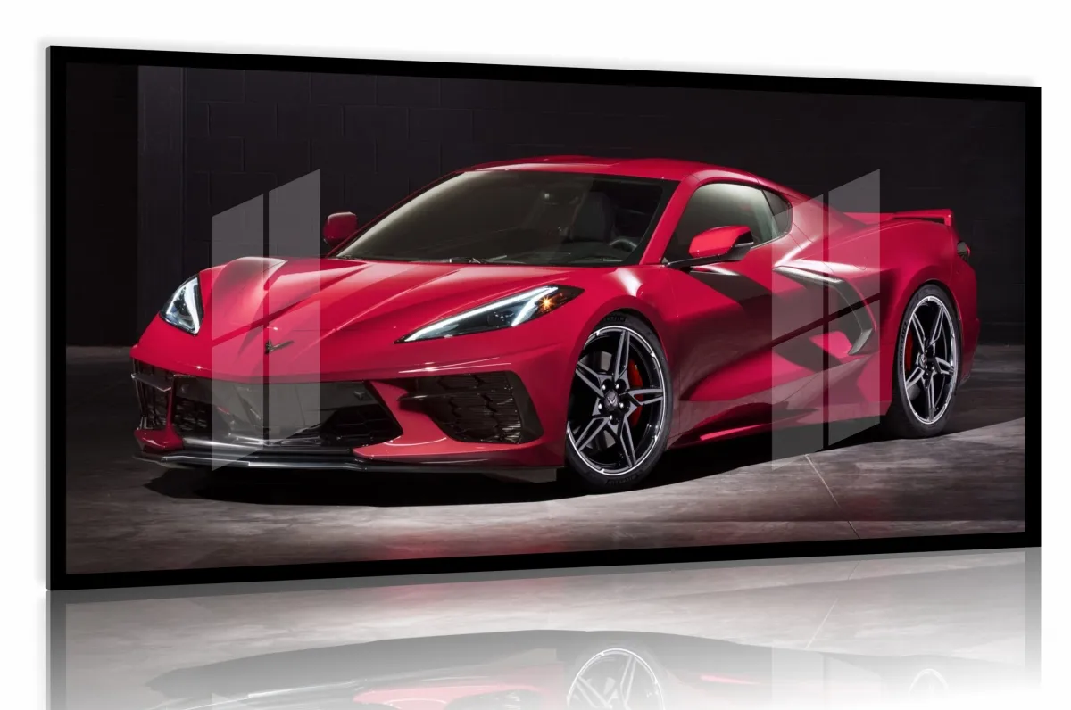 Quadro Decorativo Corvette Racing 130x60 Moldura preta 2x2 cm Imagem