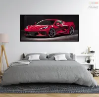 Quadro Decorativo Corvette Racing 130x60 Moldura preta 2x2 cm - Foto 5