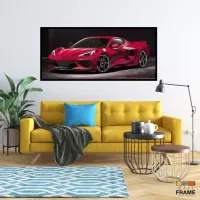 Quadro Decorativo Corvette Racing 130x60 Moldura preta 2x2 cm - Foto 7