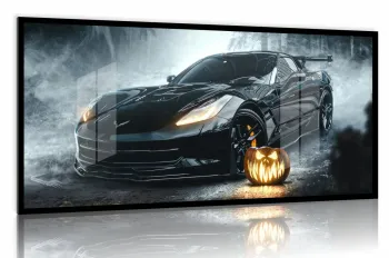 Quadro Decorativo Corvette Técnica 130x60 Moldura preta 2x2 cm