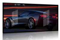 Quadro Decorativo Corvette Velocidade 130x60 Moldura preta 2x2 cm