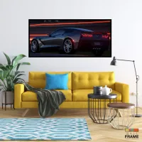 Quadro Decorativo Corvette Velocidade 130x60 Moldura preta 2x2 cm - Foto 7