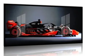 Quadro Decorativo F1 Audi Corrida Carro 130x60 Moldura preta 2x2 cm