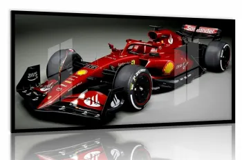 Quadro Decorativo F1 Corrida Gp Ferrari Carro 130x60 moldura preta 2x2 cm