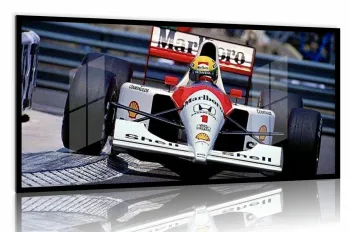 Quadro Decorativo F1 Honda Senna 130x60 Moldura Corrida preta 2x2 cm