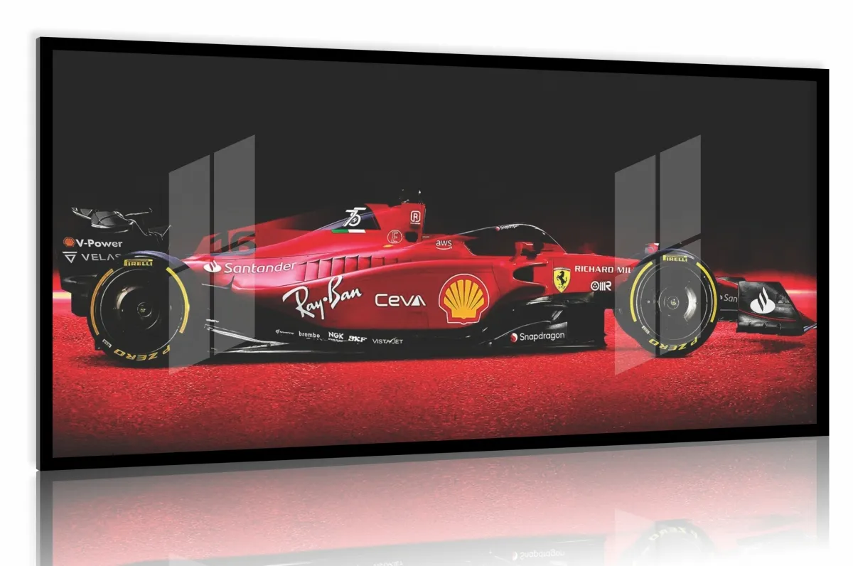 Quadro Decorativo Ferrari GP F1 Corrida 130x60 Moldura preta 2x2 cm Imagem