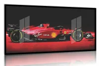 Quadro Decorativo Ferrari GP F1 Corrida 130x60 Moldura preta 2x2 cm