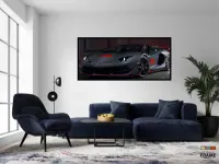 Quadro Decorativo Lamborguini Corrida 130x60 com moldura preta 2x2 cm - Foto 4