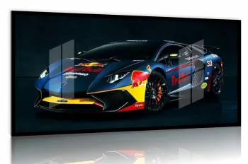 Quadro Decorativo Lamborguini Red Bull 130x60 Moldura preta 2x2 cm