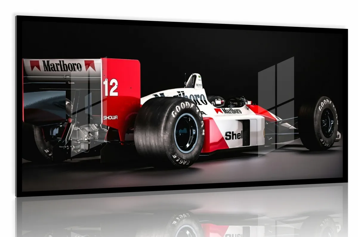 Quadro Decorativo Marlboro F1 Honda Senna 130x60 Moldura preta 2x2 cm Imagem