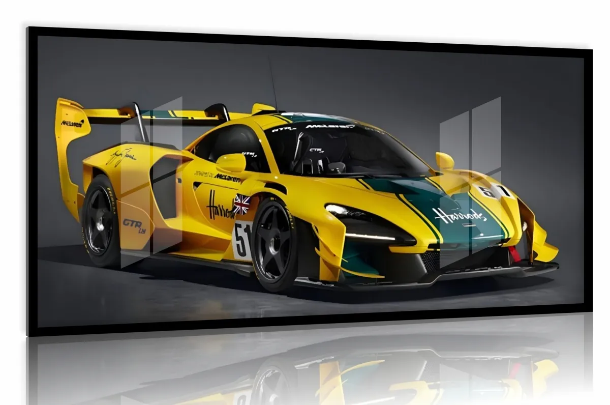 Quadro Decorativo MC Laren esportivo 130x60 Carro Moldura preta 2x2 cm Imagem