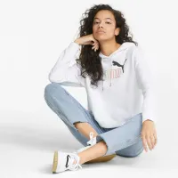 Moletom Cropped Puma Com Capuz Essentials Logo  Feminino - Foto 5