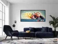 Quadro Decorativo Moto Esportiva Curvas 130x60 Moldura preta 2x2 cm - Foto 4