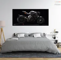 Quadro Decorativo Moto Esportiva Dinâmica 130x60 Moldura preta 2x2 cm - Foto 5