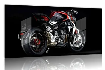 Quadro Decorativo Moto Esportiva Exposição 130x60 Moldura preta 2x2 cm