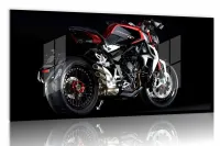 Quadro Decorativo Moto Esportiva Exposição 130x60 Moldura preta 2x2 cm