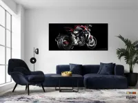 Quadro Decorativo Moto Esportiva Exposição 130x60 Moldura preta 2x2 cm - Foto 4