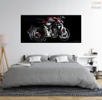 Quadro Decorativo Moto Esportiva Exposição 130x60 Moldura preta 2x2 cm - Foto 5