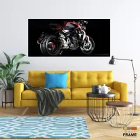 Quadro Decorativo Moto Esportiva Exposição 130x60 Moldura preta 2x2 cm - Foto 7