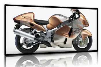 Quadro Decorativo Moto Esportiva Pista 130x60 Moldura preta 2x2 cm