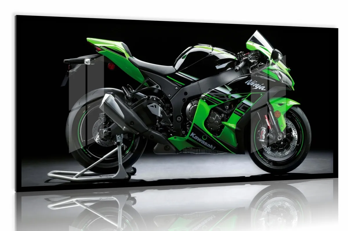 Quadro Decorativo Moto Esportiva Potência 130x60 Moldura preta 2x2 cm Imagem