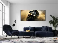 Quadro Decorativo Moto GP Ação 130x60 Moldura preta 2x2 cm - Foto 4