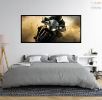 Quadro Decorativo Moto GP Ação 130x60 Moldura preta 2x2 cm - Foto 6