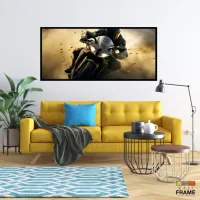 Quadro Decorativo Moto GP Ação 130x60 Moldura preta 2x2 cm - Foto 7