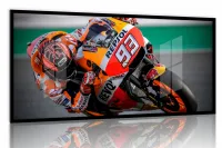Quadro Decorativo Moto GP Aceleração 130x60 Moldura preta 2x2 cm