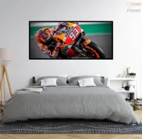Quadro Decorativo Moto GP Aceleração 130x60 Moldura preta 2x2 cm - Foto 6
