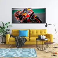 Quadro Decorativo Moto GP Aceleração 130x60 Moldura preta 2x2 cm - Foto 7