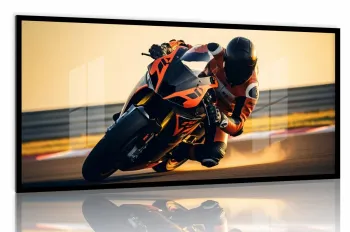 Quadro Decorativo Moto GP Adrenalina 130x60 Moldura preta 2x2 cm