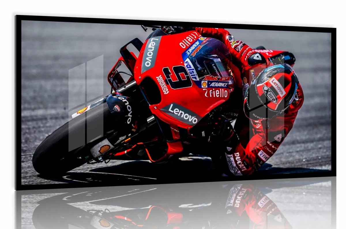 Quadro Decorativo Moto GP Alta Velocidade 130x60 Moldura preta 2x2 cm Imagem