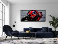 Quadro Decorativo Moto GP Alta Velocidade 130x60 Moldura preta 2x2 cm - Foto 4