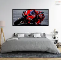 Quadro Decorativo Moto GP Alta Velocidade 130x60 Moldura preta 2x2 cm - Foto 6