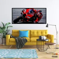 Quadro Decorativo Moto GP Alta Velocidade 130x60 Moldura preta 2x2 cm - Foto 7