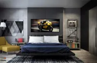Quadro Decorativo Moto GP Competição 130x60 Moldura preta 2x2 cm - Foto 5