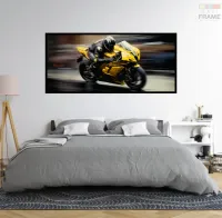 Quadro Decorativo Moto GP Competição 130x60 Moldura preta 2x2 cm - Foto 6