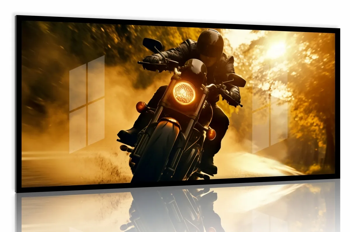 Quadro Decorativo Moto GP Corrida 130x60 Moldura preta 2x2 cm Imagem