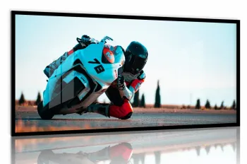 Quadro Decorativo Moto GP Curvas 130x60 Moldura preta 2x2 cm