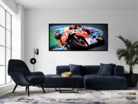 Quadro Decorativo Moto GP Dinâmica 130x60 Moldura preta 2x2 cm - Foto 4